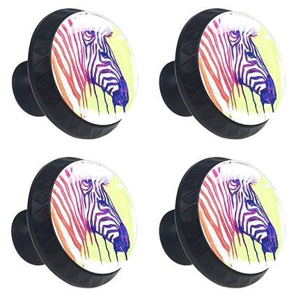4pcs Drawer Knob Pull Handle Pop Art Zebra Pulls Cupboard Knobs