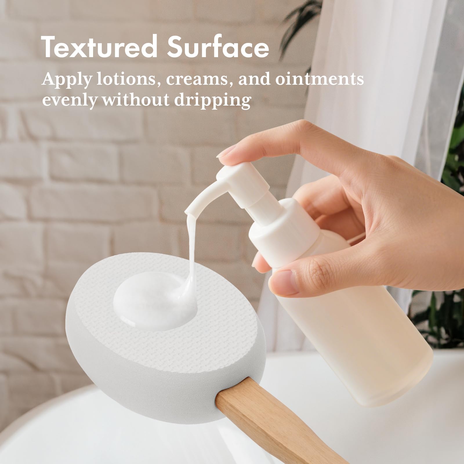 AmazerBath Lotion Applicator for Back, Feet, 4 Replacement Pads with 17