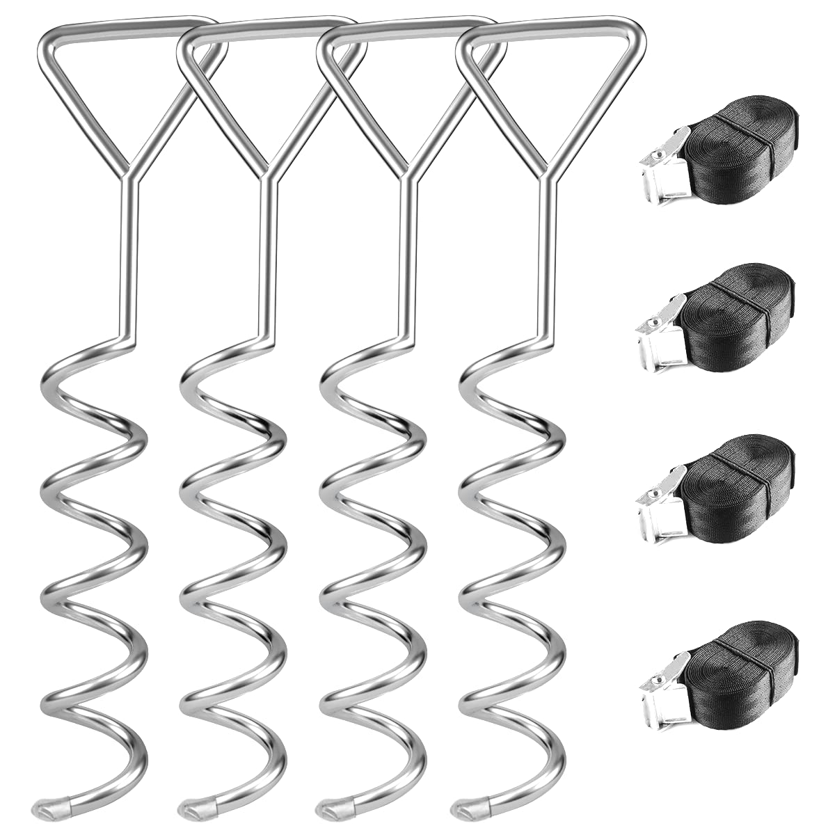 Jinhuaxin Heavy Duty Anchor Kit for Trampoline, Swing, Pet Tent, Camping, Playhouses (Silver)