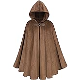 GRAJTCIN Renaissance Hooded Cape Velvet Cloak Victorian Capelet Medieval Hobbit Halloween Costume