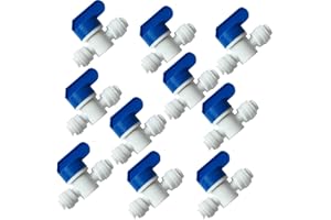 Lemoy Equal Straight OD Tube Ball Valve Quick Connect Fitting 3/8-Inch by 3/8-Inch OD Valve Start RO Water System (Pack 10) (