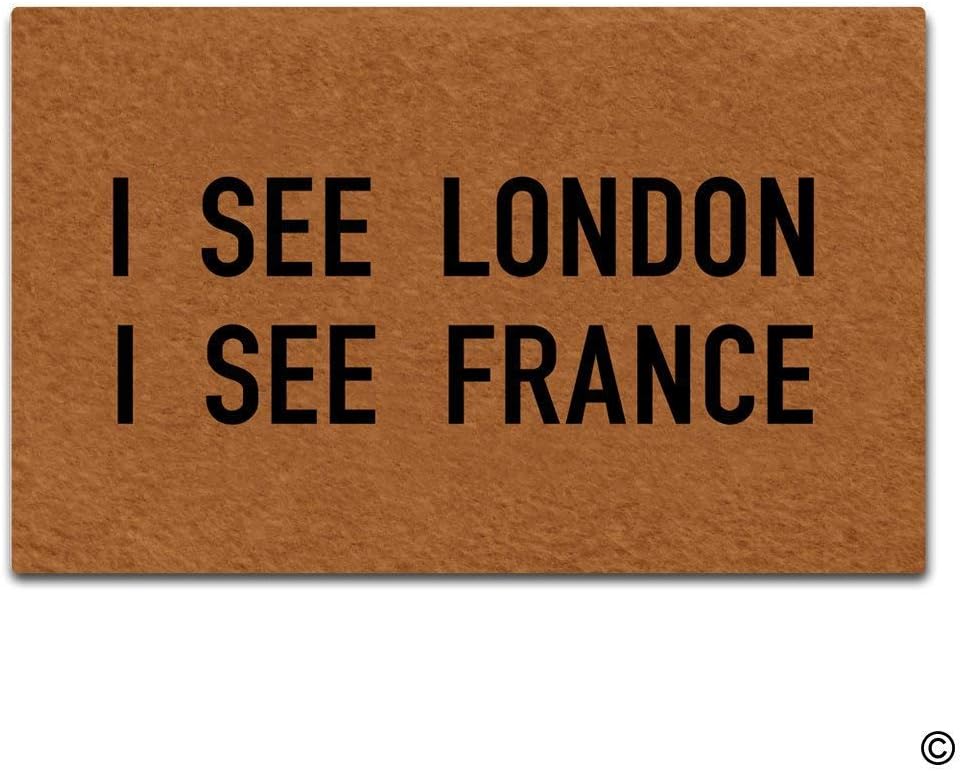 I See London I See France Doormat Funny Door Mat Entrance Floor Mat Indoor Outdoor Decorative Doormat Non-Slip Rubber Backing and Non-Woven Fabric Top, 15.7 by 23.6 Inch