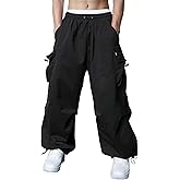Susclude Parachute Cargo Pants for Men Loose Fit Baggy Sweatpants Casual Pant with Pocket Outdoor Drawstring Trousers 2025