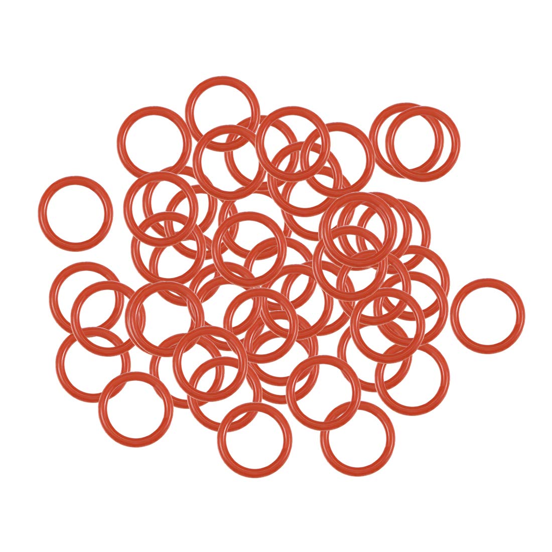 sourcing map Silicone O-Ring, 7.5mm OD, 5.5mm ID, 1mm Width, VMQ Seal Rings Gasket, Red, Pack of 50