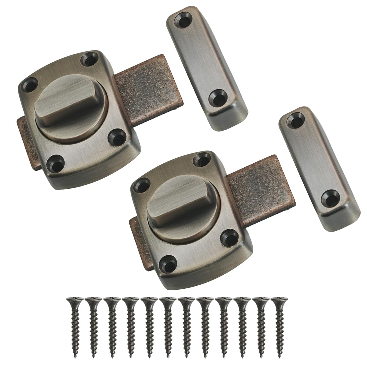 2 Pcs Rotate Bolt Latch Stainless Steel Security Anti-Theft Rotating Bolt Door Lock for Balcony Toilet Window Furniture Pet Gate (Bronze)