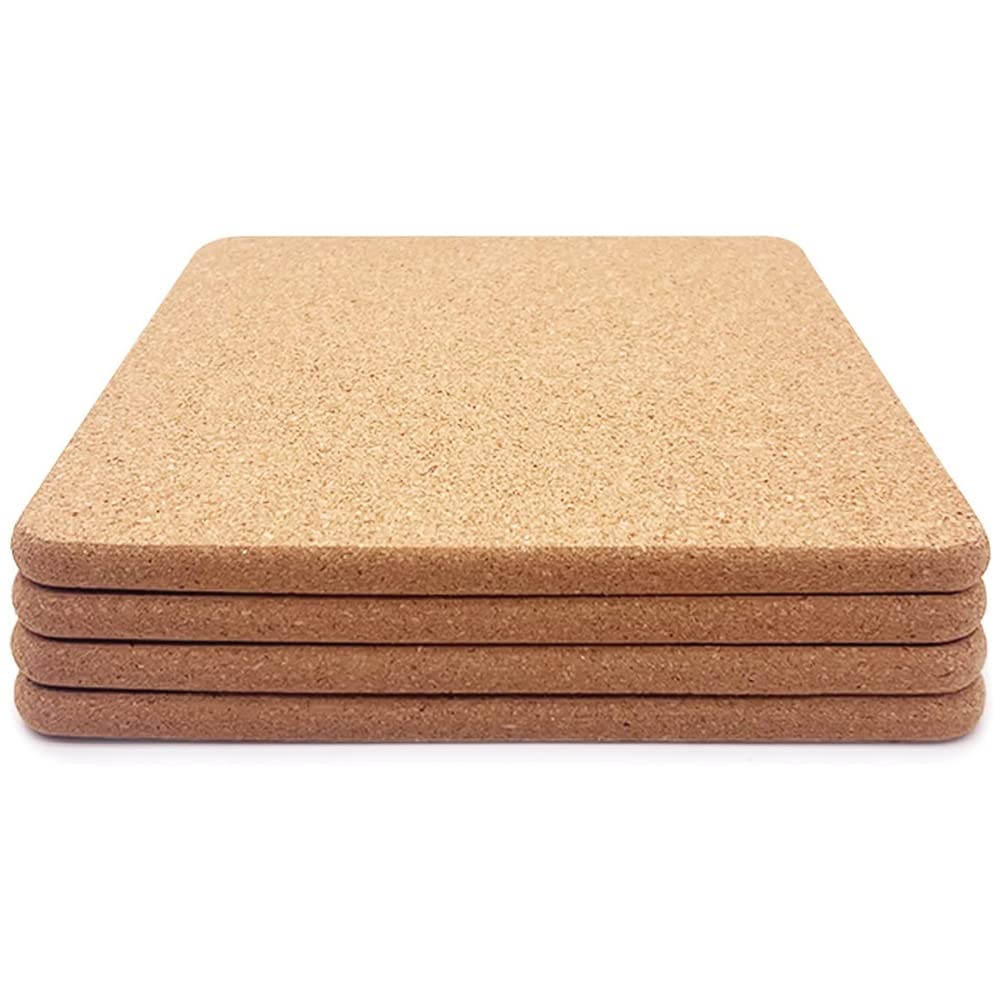 Nudiuhis High Density Thick Square Cork Pad Cork Coaster for Hot Dishes, 8 Inch Heat Resistant