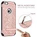 BENTOBEN iPhone 6S Case, iPhone 6 Case, Bling Glitter Slim Hybrid Dual Layer TPU Bumper Hard PC Cover Coat Sparkly Shiny Cute Faux Leather with Metal Kickstand for 4.7 inch iPhone 6S/6 Rose Gold