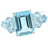 Natural 4ct Blue Topaz 925 Solid Sterling Silver Wedding Ring Size 5, 6, 7, 8, 9