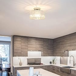 Crystal Ceiling Light Fixture, Chrome Close To