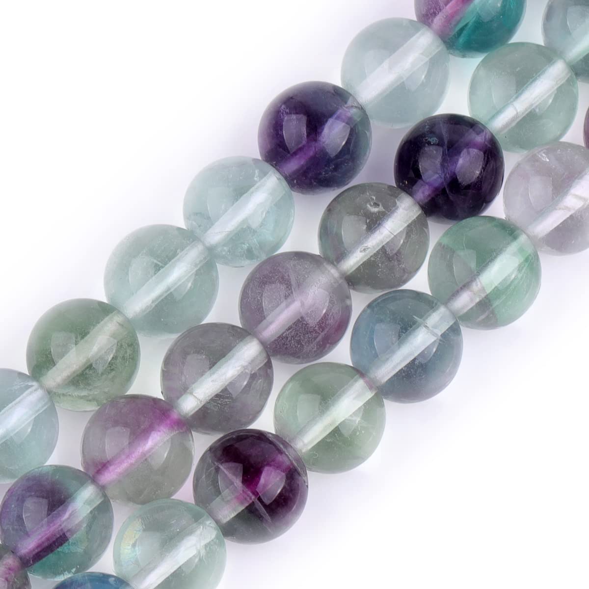 Sweet & Happy Girl's Store 8mm Round Gemstone Natural Fluorite Beads Strand15 Inch Jewellery Making Beads