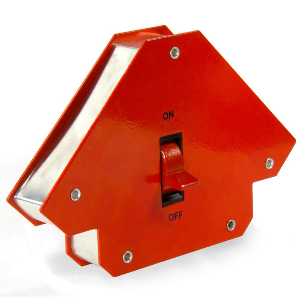 Large Switchable Multi-angle Welding Magnet for Holding Ferrous Sheets and Tubes in Place - 45° x 90° x 135° - 24kg Pull