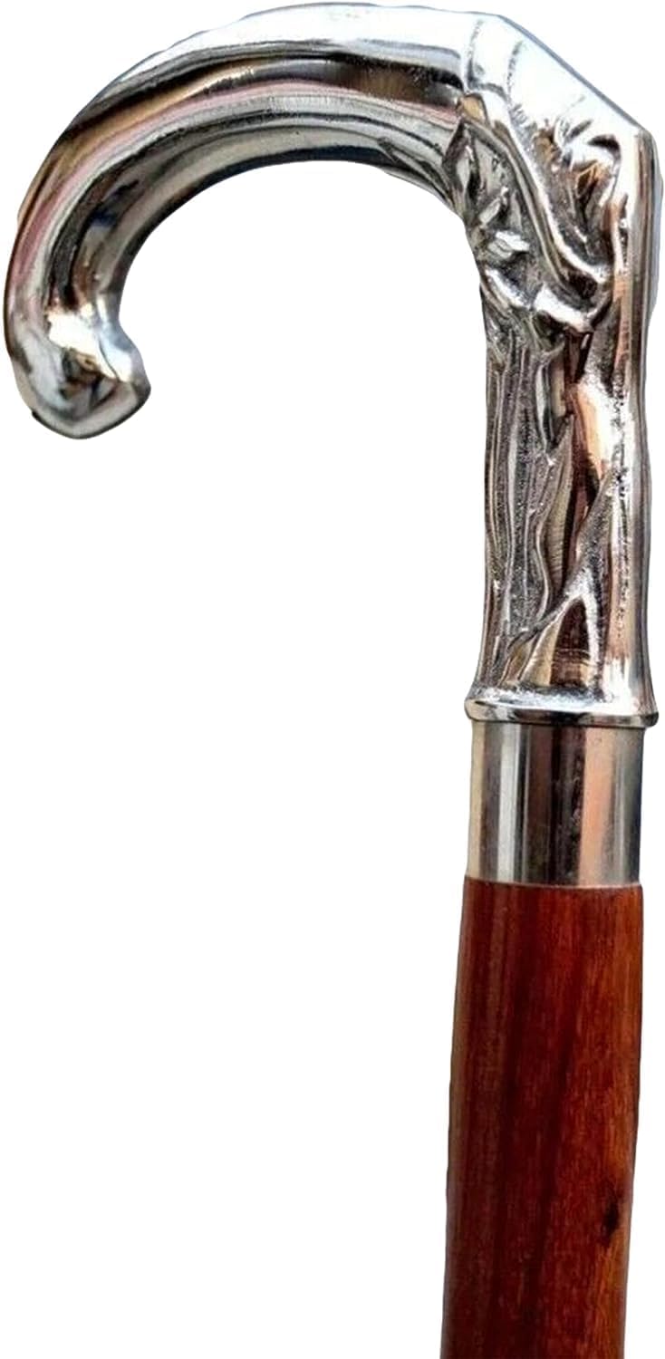 Brown Wooden Walking Stick Vintage Brass Antique Designer Stick with Victorian Handle Handmade Walking Cane