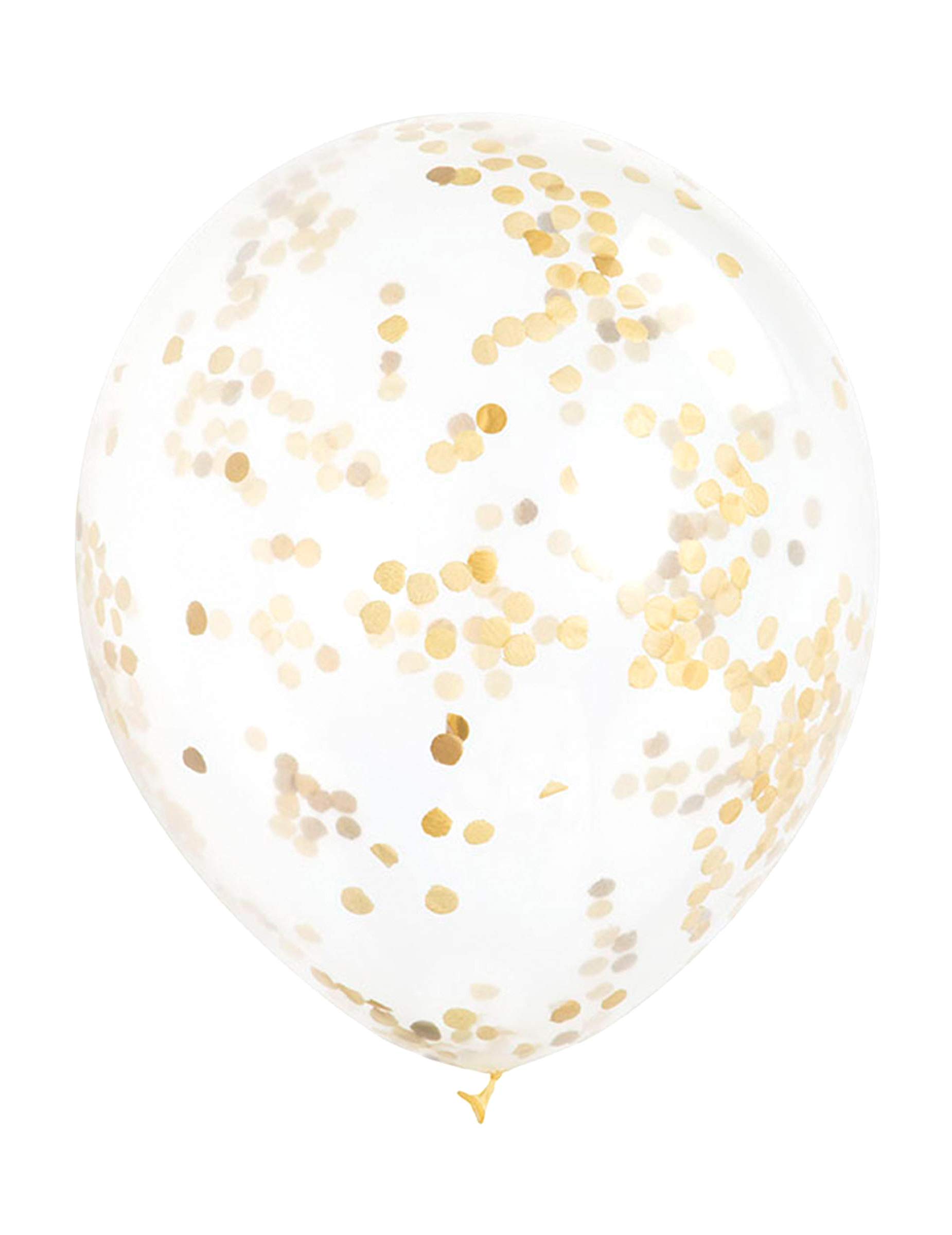 Gold Confetti Clear Latex Balloons (30cm) Pack of 6 - Transparent Premium Latex, Perfect for Parties & Celebrations, 12-Inch