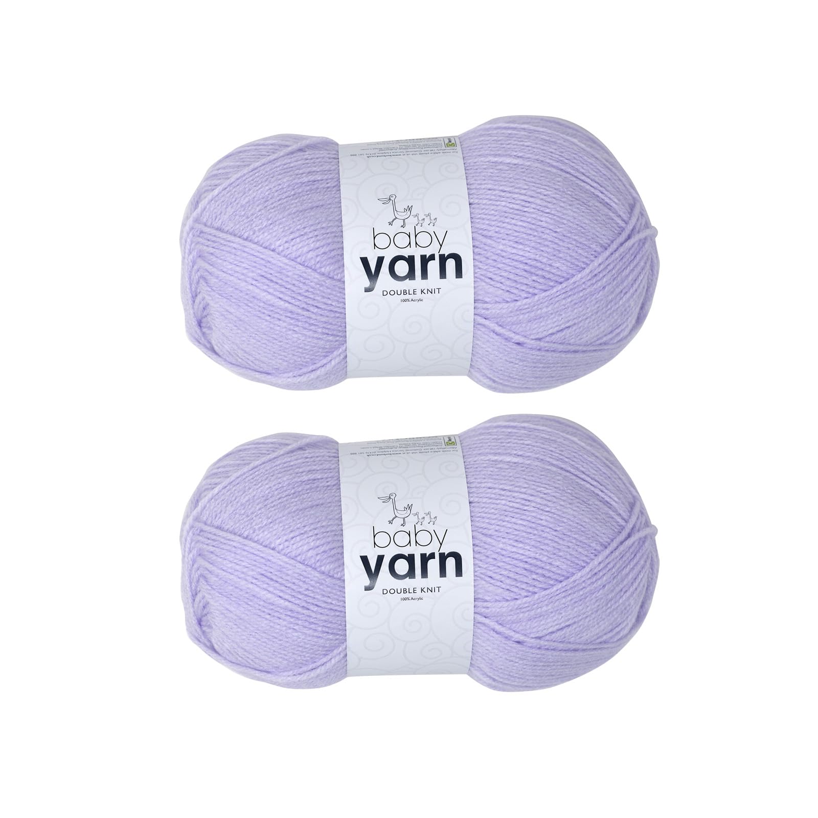 Korbond Baby Yarn Lilac - 2 x 100g Acrylic Wool - Lightweight, Hypoallergenic & Durable Double Knit Crochet Yarn Knitting Wool