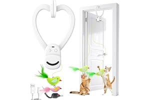 AOIOPLOA Interactive Cat Toys for Indoor Cats: Automatic Flying Bird Feather Wand Chase Exercise Enrichment Stimulation, USB Rechargeable Durable Safe Hanging Toy for Bored Kittens Adult Multi Cat Households