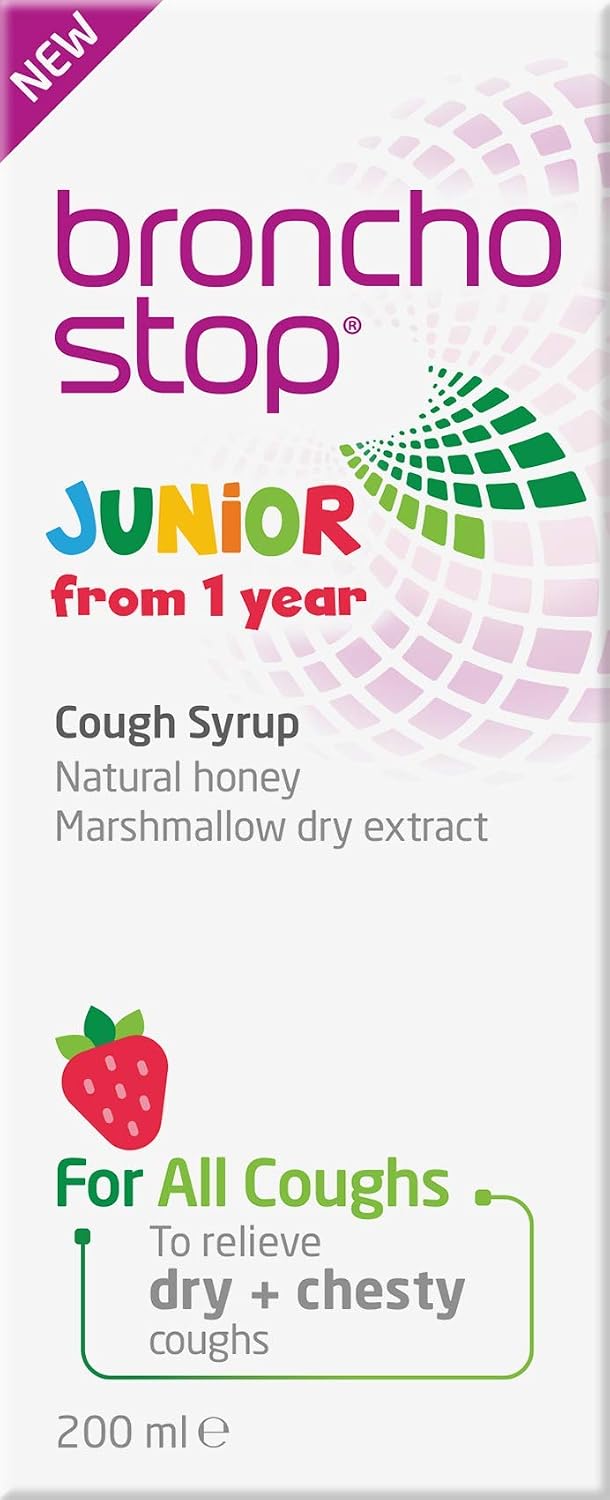 Bronchostop Junior Cough Syrup (200ml, 3 to 11 Years), Cough Medicine For Children, Non Drowsy Cough Syrup for Kids
