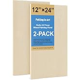 Falling in Art 2 Pack 12x24&rsquo;&rsquo; Unfinished Birch Wood Panels Kit for Painting | Studio 3/4&rsquo;&rsquo; Deep Wood Canvas, Cradle Boards for Acrylic Pouring, Art, Crafts, Epoxy Resin, Laser Engraving Cutting