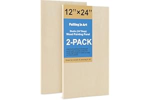 Falling in Art Unfinished Birch Wood Panels Kit for Painting, Wooden Canvas 2 Pack of 12x24’’ Studio 3/4’’ Deep, Cradle Boards for Pouring, Art, Crafts, Burning and More