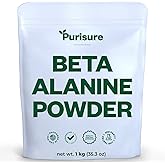 Purisure Beta Alanine Powder 1kg, Pure Beta Alanine Pre-Workout Supplement for Sustained Energy, Beta Alanine Pre Workout Powder for Men and Women, Alanine Supplement for Endurance, 1,334 Servings
