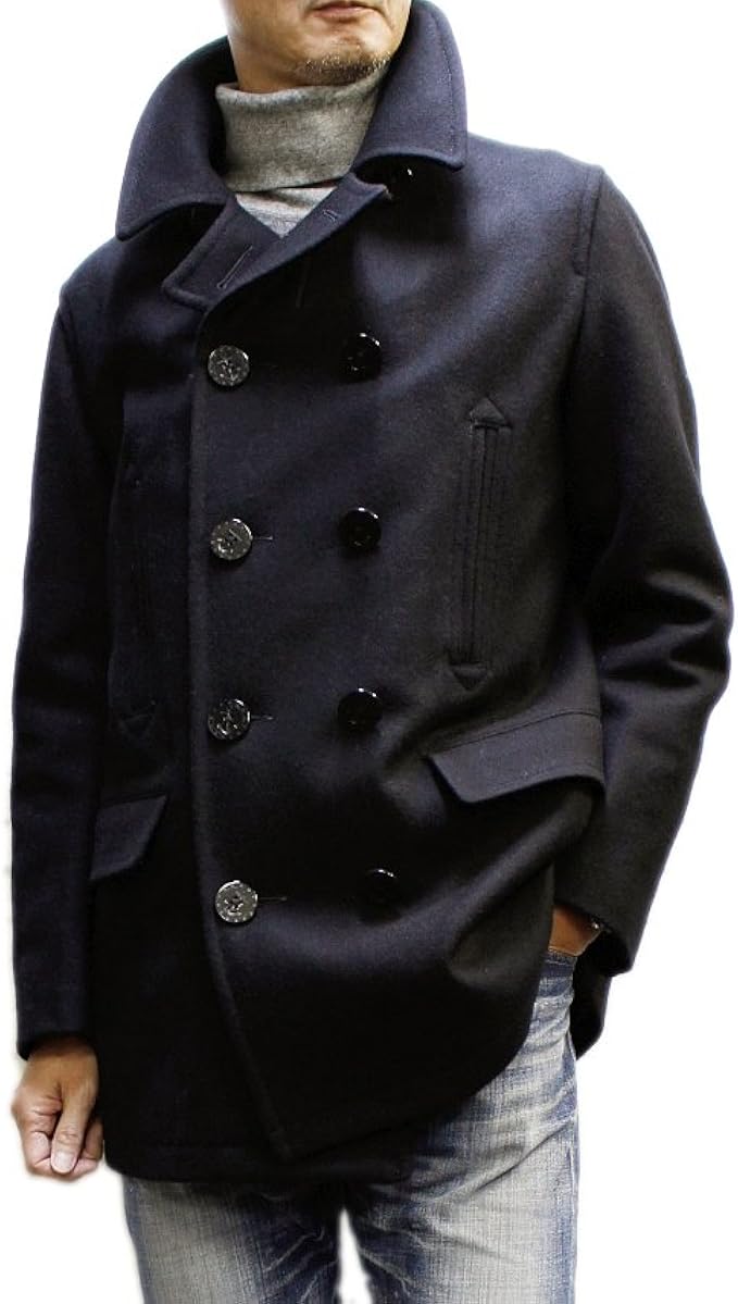 Amazon Co Jp フィデリティー メルトンウールメンズピーコート 10ボタン ミディアム丈 Fidelity 22oz Peacoat Midium M ミッド グレー 服 ファッション小物