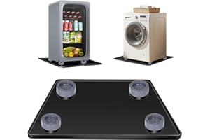ToLanbbt Mini Fridge Silicone Mat with 4 Base Raisers - 24" x 24" x 0.8" Mini Fridge Drip Tray Under Refrigerator Mat Carpet Floor Protector Leak-Resistant Portable AC Pan for Washing Machine, Black