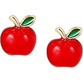1 pairs Apple Stud Earrings, Hypoallergenic Red Apple Earrings for Women, Mini Fruit Themed Stud Earrings with Rubber Backs, Creative Earrings for Women Gifts