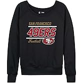 Team Fan Apparel NFL Womens Crew Neck Light Weight, Gameday Apparel, Slouchy Fit Raglan Crewneck Pullover for Women