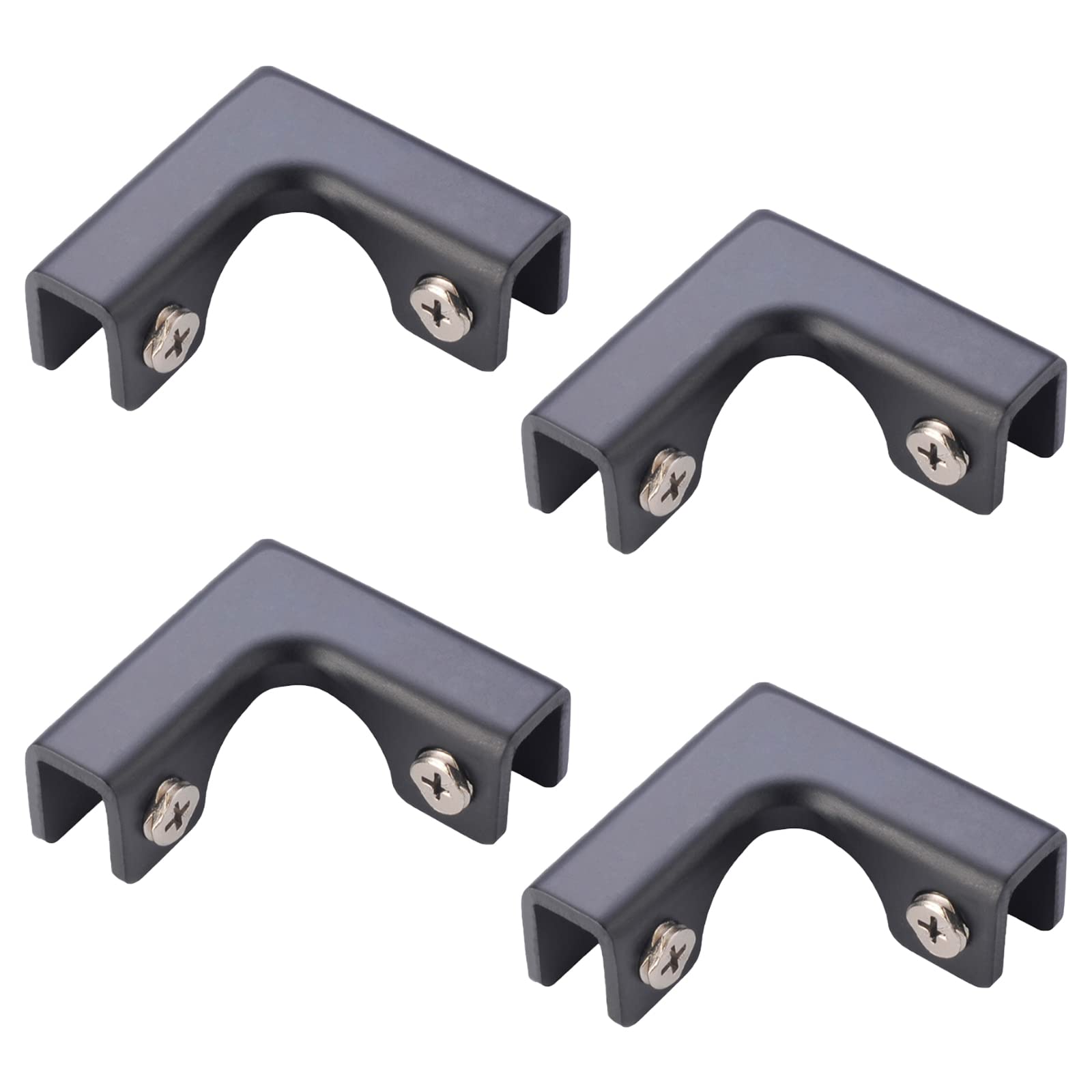 UFURMATE Aluminum Alloy Glass Connector, 4Pcs 2-Way Non-Slip Glass Clamp for 8-10mm Thickness, Black