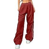 LAOARA Women Y2K Baggy Track Pants Elastic Waist Wide Leg Parachute Jogger Sweatpants