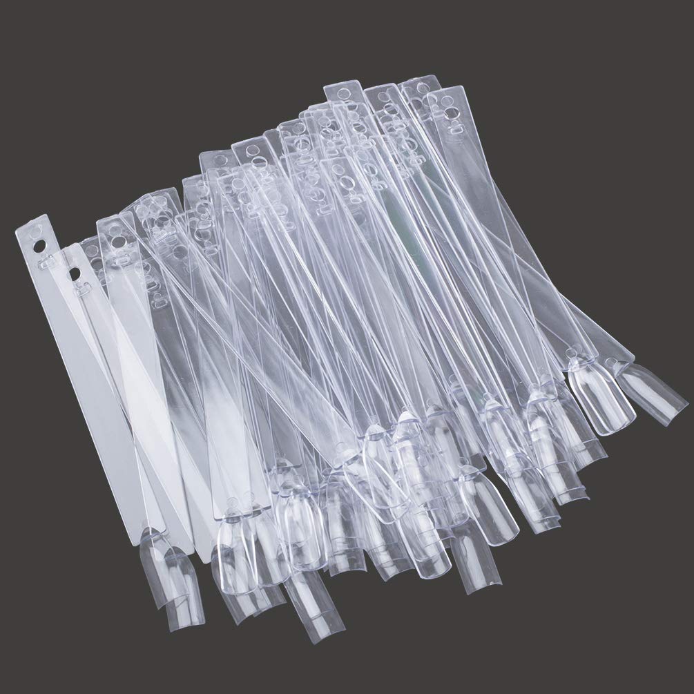 JASSINS 50 Pcs Clear Fan-shaped Nail Swatch Sticks Nail Polish Display Board False Nail Art Practice Sticks With Metal Screw Split Ring : Beauty