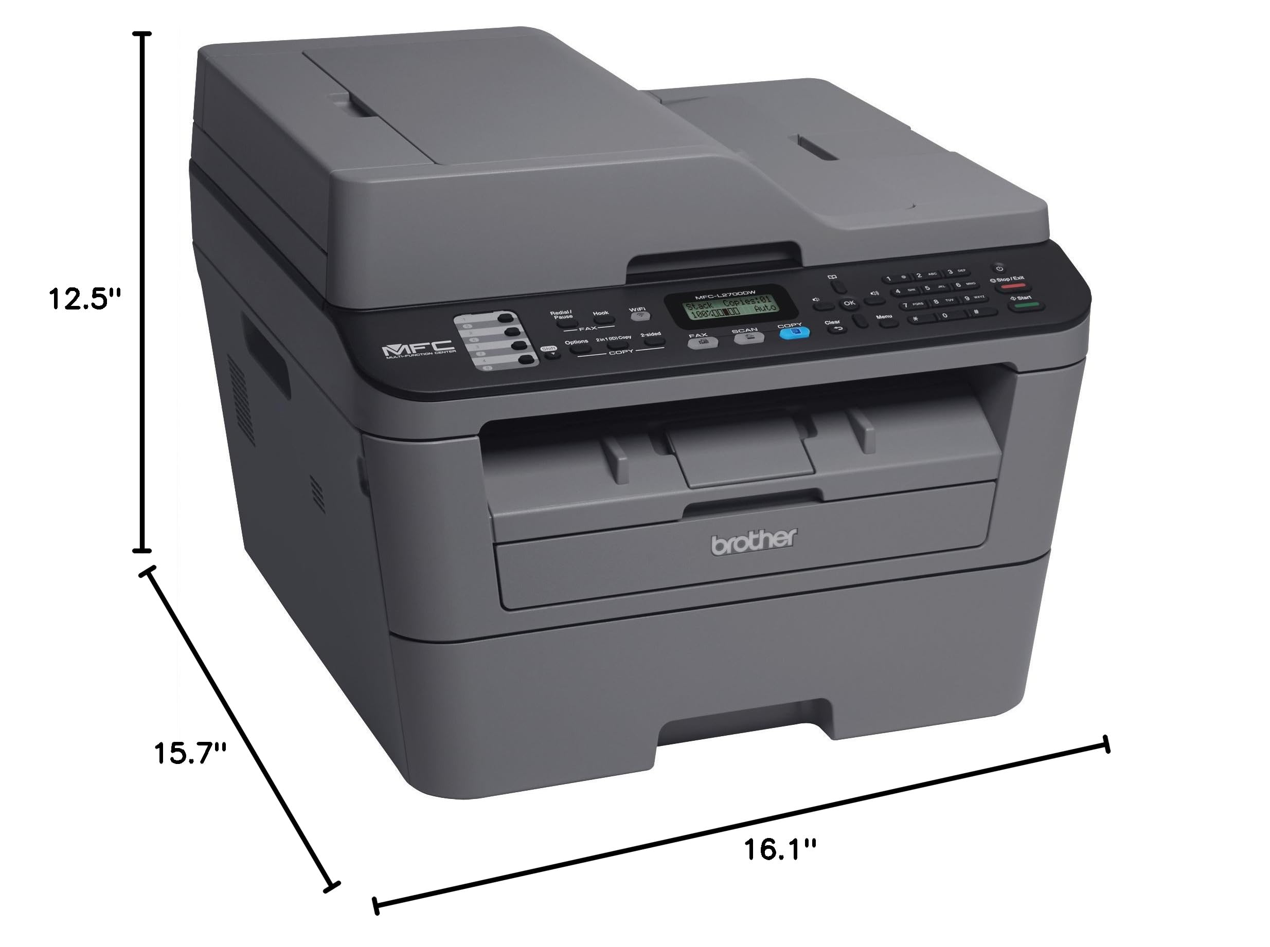 Brother MFCL2700DW All-In One Laser Printer with Wireless Networking and Duplex Printing, Amazon Dash Replenishment Ready