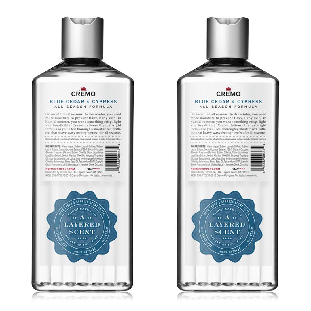 Cremo Rich-Lathering Blue Cedar & Cypress Body Wash, A Woodsy Scent with Notes of Lemon Peel, Cypress and Cedar, 16 Oz (2-Pack) : Beauty
