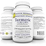 Pure Turmeric Curcumin with Bioperine 1300mg â€“180 Caps with 95% Curcuminoids â€“ 100% Natural Turmeric Root - Powerful Antioxidant, Maximum Joint Comfort & Mobility, Natural Anti-Inflammatory
