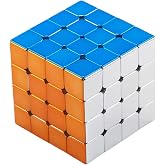 Bukefuno Cyclone Boys 4x4 Magnetic Mirror Reflective Cube Puzzle,Stickerless Magnetic Version 4x4x4 M Shiny Magic Speed Cube Toys