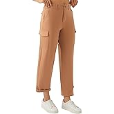 Women's Cargo Capri Pants - Stretch Hiking Cropped Pants with Pockets & Adjustable Hem for Casual Travel Work Golf
