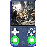 R36 Ultra Retro Handheld Game Console, with 64G Built-in 20000+ Games, 3000mAh Rechargeable, Support 20+ Simulators, Linux System, 4.0 Inch IPS Screen Portable Pocket Arcade (Transparent Blue)