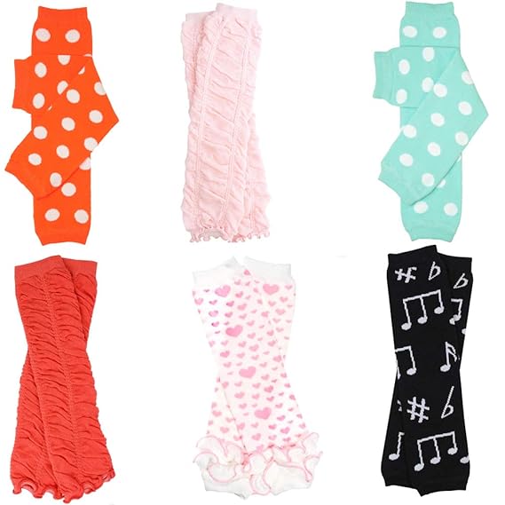 6 Pack Girl juDanzy leg warmers stripes, diamond ,dots &solids