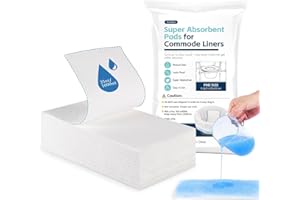 VOVOLOKI Super Absorbent Commode Pads, 50 Pack Bedside Commode Pads for Commode Liners Disposable, Portable Toilet Pads Bedpans for Adults Potty Bags Chair Bucket, Reduces Odor for Liquid