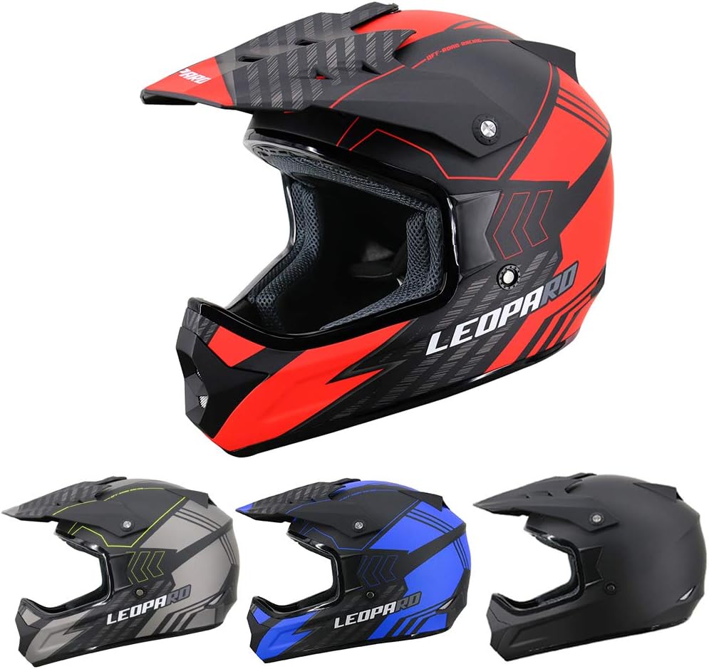 Leopard LEO-X307 Motocross Helmet Matt Black/Red L (59-60cm) Motorbike Motorcycle MX Enduro Off Road Helmet