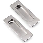 HOMOTEK 2 Pack 120mm Flush Sliding Closet Door Pulls, Recessed Finger Pulls for Sliding Barn Bypass Door Handles, Cabinet Drawer Rectangular Invisible Pull- Small Size 4.75 in, Brushed Stainless Steel