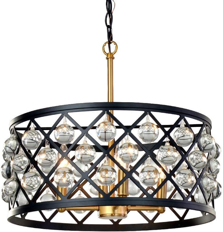 KARMIQI Crystal Chandelier Light Fixture 4-Light Ceiling Light, Bulbs Included, Vintage Modern Farmhouse Pendant Light for Dining Room Kitchen Island - - 