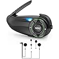 EJEAS Q8 1PC Motorcycle Bluetooth Headset, Upgraded Mesh 3.0 Intercom System with Music Sharing and IP67 Waterproof for 6 Riders Group Talking