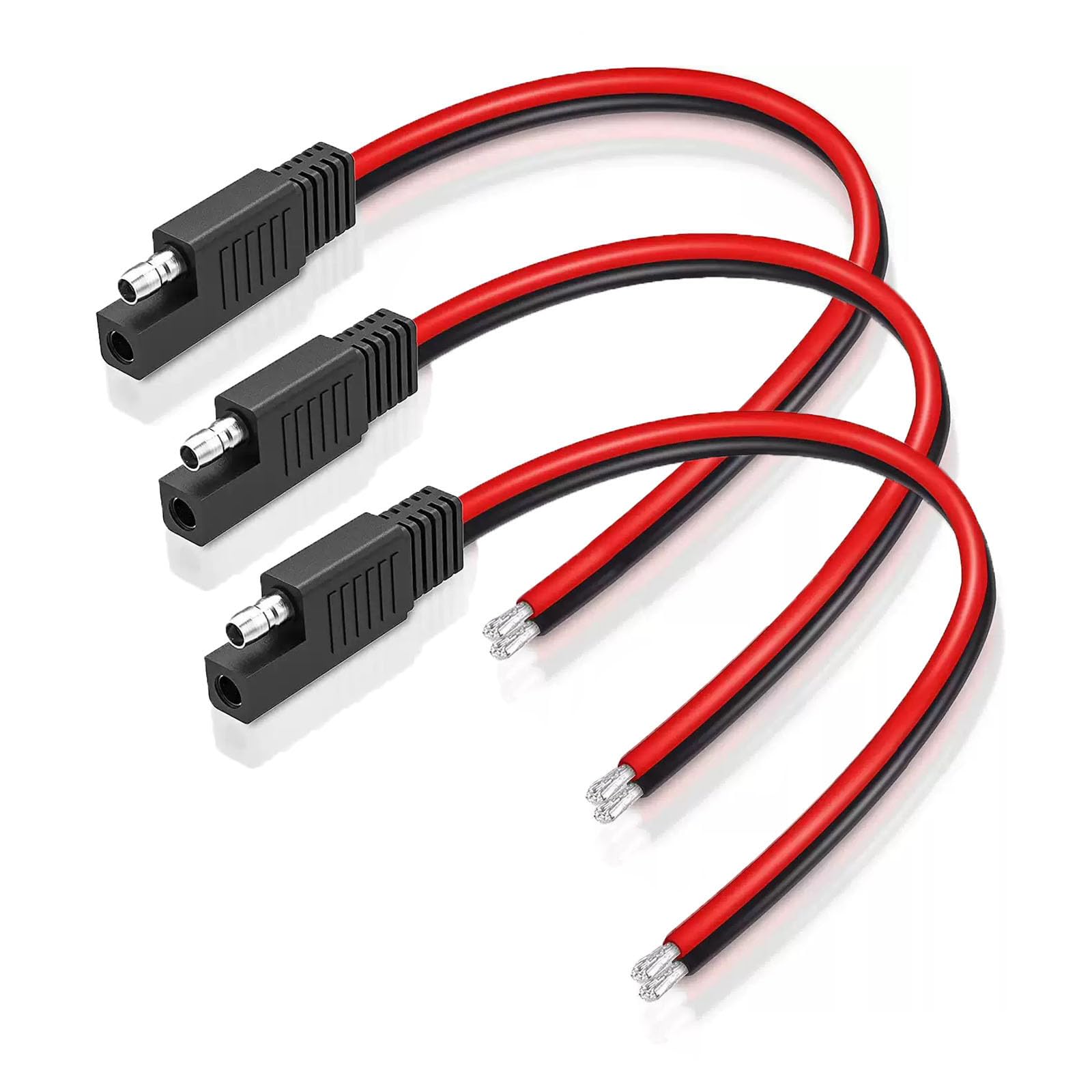 Taikuwu SAE Connector Cable 3 Pack - 14AWG 30cm Quick-Disconnect 2-Pin Plug for Motorcycle, Car, Truck & Solar Equipment (12-24V/10A)