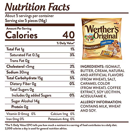 Werther's Original Sugar Free Caramel Coffee,Hard Candies 2.75 oz, 3