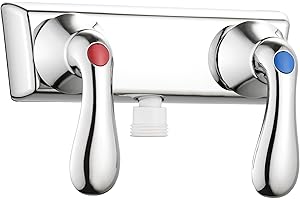 PUREHAVEN Camper Shower Dual Faucet, RV Shower Faucet Valve Diverter with Winged and Classical Handles (Chrome Polished)