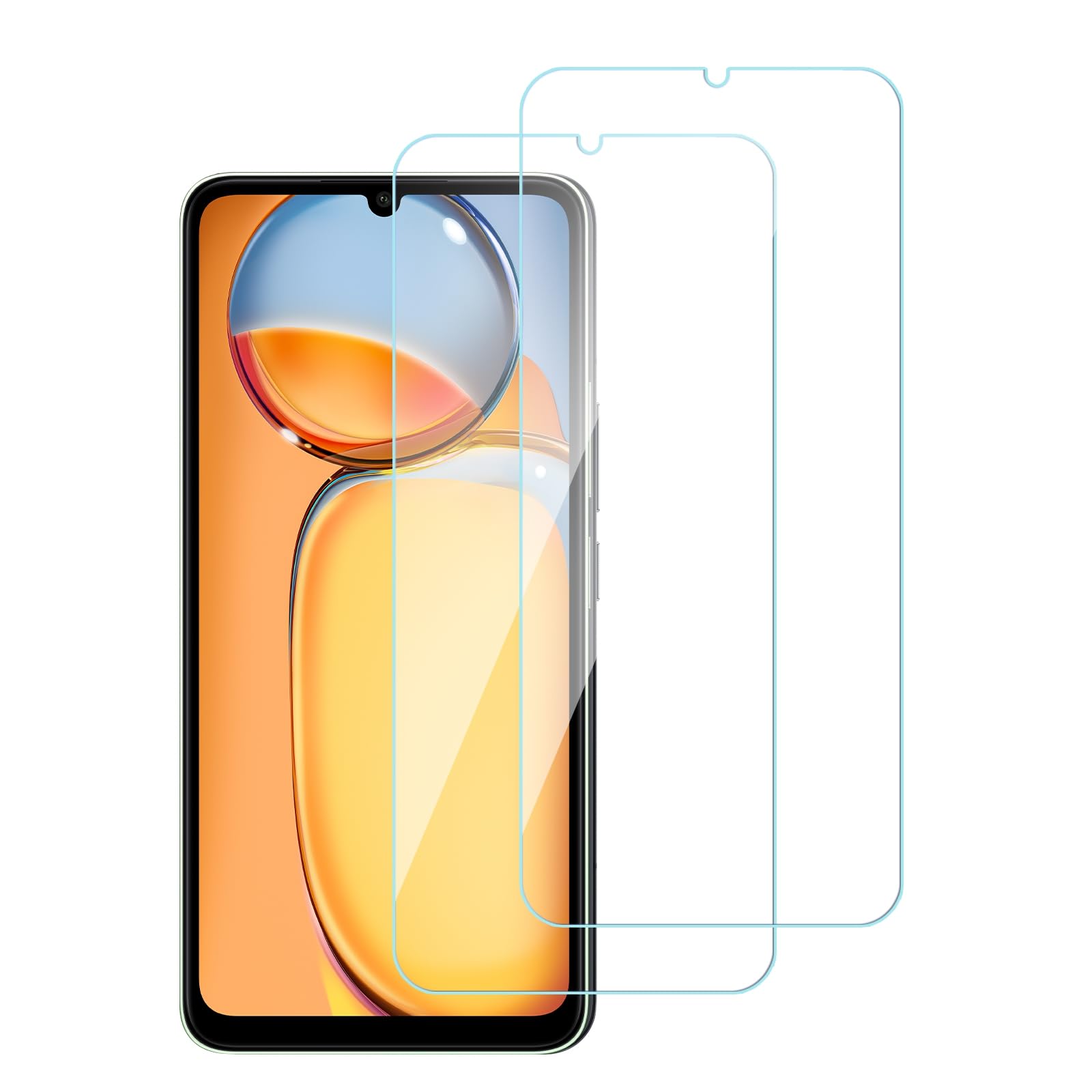 chejuza Tempered Glass for Xiaomi Redmi 13C 4 g/5 g [2 Pieces], 9H Hardness, High Definition Screen Protector, Zero Bubble Screen Protector