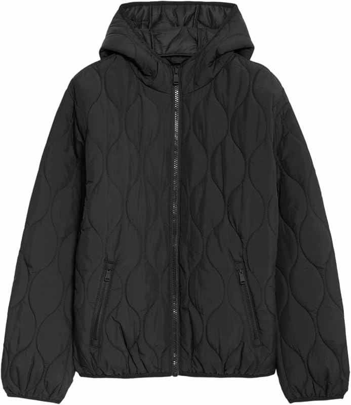 Chaqueta con capucha ligera con relleno (6-16 años) Negro Niñas 7-8 años
