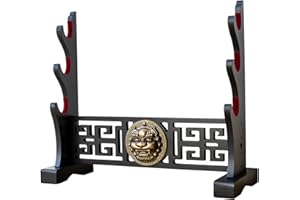 FOXSMZZ Sword Holder Velvet Padded Katana Stand Samurai Display Rack Support All Tanto Swords Weapon Display Stand (Kirin-3)