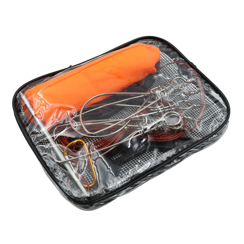 ZONADAH Fish Stringer Kit, Heavy Duty Live Fish Lock Cable with 5 Stainless Steel Snap Clips, Fishing Gear Accessory for Anglers