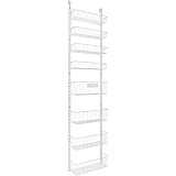 Shengsite Over the Door Pantry Organizer, 4+4 Tier Wall mounted Spice Rack, Pantry Door Organizer with 4 Long and 4 Short Bas